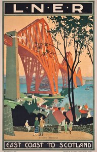 En plakat for London og North Eastern Railway som annonserer østkystens reiser til Skottland av Henry George Gawthorn