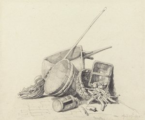 Stilleben med trillebår og kurver, 27. april 1840