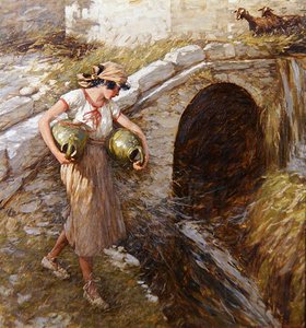 Jente med krukker (olje på lerret) av Henry Herbert La Thangue
