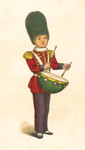 Liten trommeslager gutt (farge litho)