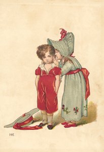 Hviskende mennesker (farge litho)