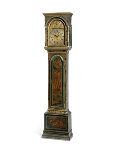 George III blå Japanned kvart slående lang urkasse, York, ca. 1760 (tre og metall) (se også 615808) av Henry Hindley