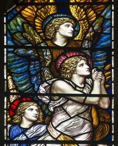 Buckland, St Mary, James Powell & Sons, Henry Holiday, The Barcote Chapel, Praising Angels, 1889 av Henry Holiday