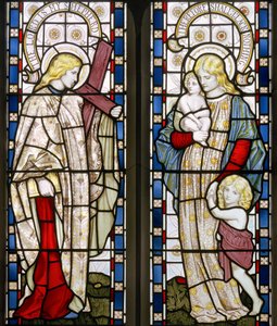 Faith and Charity, 1871 (farget glass) av Henry Holiday