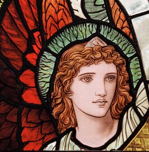 Grasmere, St Oswald, James Powell & Sons, Henry Holiday, Ministering Angels, detalj, 1893 av Henry Holiday