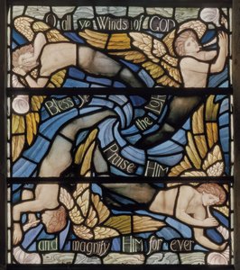 O All Ye Winds Of The Gods, Benedicite Vindudetalj, ca. 1895 (farget glass) av Henry Holiday
