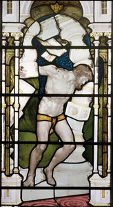 Samson og søylene, 1881-83 (farget glass) av Henry Holiday