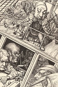 Mannskapet var komplett. Fra The Hunting of the Snark Lewis Carroll, 1874-1876, 1923. av Henry Holiday