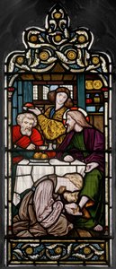 Vasking av føttene, 1866 (farget glass) av Henry Holiday