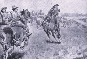 Kappløpet om kommandoen over Philips Town Road, fra After Pretoria: The Guerilla War utgitt av Harmsworth Bros Limited, 1901 av Henry Inglis Jodrel Sheldon Williams