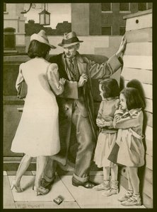 En krangel, ca. 1935 (vask på papir) av Henry J. Hunt