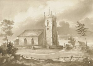 Codsall Church: sepia-tegning, nd [1844] av Henry James Noyes