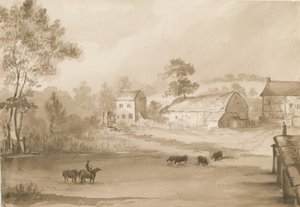 Trysull Mølle: sepia vask tegning