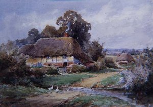 A Hampshire Watersplash (akvarell) av Henry John Sylvester Stannard