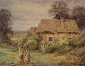 Stråtak hytte om sommeren av Henry John Sylvester Stannard