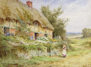 The Pet Rabbit (olje på lerret) av Henry John Sylvester Stannard