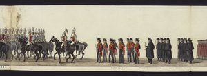 En del av panoramautsikten over hele begravelsesprosesjonen til Arthur, hertugen av Wellington (farget akvatint) av Henry Jr and Sala Alken