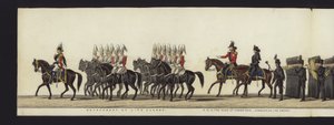 En del av panoramautsikten over hele begravelsesprosesjonen til Arthur, hertugen av Wellington (farget akvatint) av Henry Jr and Sala Alken
