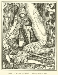 Achilles synes synd på Penthesilea etter å ha drept henne av Henry Justice Ford