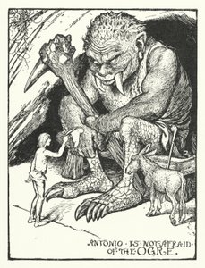 Antonio er ikke redd for trollet (gravering) av Henry Justice Ford