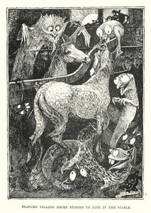 Blanche forteller spøkelseshistorier til Jane i stallen (gravering) av Henry Justice Ford