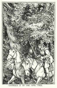 Charles II i eiketreet (litho) av Henry Justice Ford