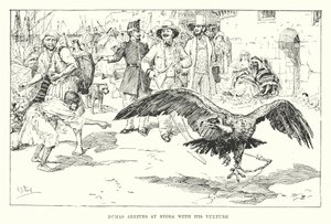 Dumas ankommer Stora med gribbene sine (gravering) av Henry Justice Ford