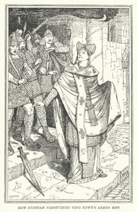 Hvordan Dunstan skremte kong Edwys væpnede menn (litho) av Henry Justice Ford