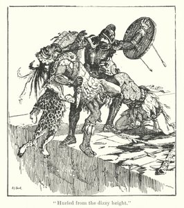 quot;Kastet fra den svimlende høydenquot; (gravering) av Henry Justice Ford