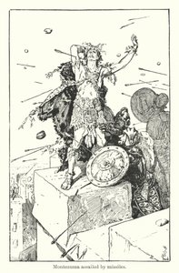 Montezuma angrepet av missiler (gravering) av Henry Justice Ford