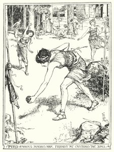 Men berømt blant vennene hennes for å fange ballen (litho) av Henry Justice Ford