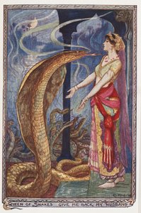 Queen of Snakes, Gi meg tilbake mannen min, illustrasjon fra The Olive Fairy Book, av Andrew Laing, 1907 av Henry Justice Ford