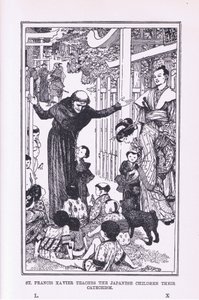 St Francis Xavier lærer de japanske barna deres katekes, 1912 av Henry Justice Ford