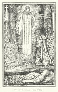 St Francis drømmer om sverdene (litho) av Henry Justice Ford