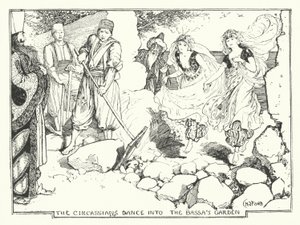 The Circassians danser inn i Bassa's Garden (gravering) av Henry Justice Ford