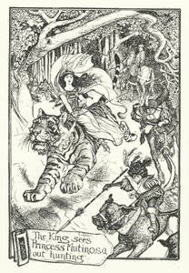 Kongen ser prinsesse Mutinosa på jakt (gravering) av Henry Justice Ford