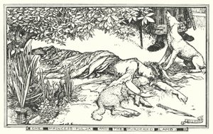 Prinsessen Pulja og det myrdede lammet (litho) av Henry Justice Ford