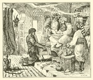 Historien om kalifstorken (gravering) av Henry Justice Ford