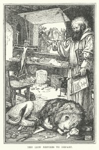 Løven nekter å dra (litho) av Henry Justice Ford