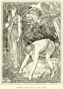 Theseus prøver å løfte steinen av Henry Justice Ford