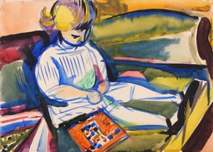 Barn på sofa, ca. 1914-1918.