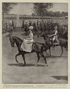 En keiserlig anmeldelse ved Stettin, keiserinnen som ledet hennes regiment forbi Kaiser av Henry Marriott Paget