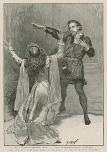 Mr og Mrs Beerbohm Tree i Hamlet ved Haymarket Theatre (gravering) av Henry Marriott Paget