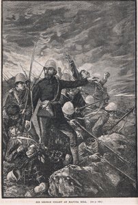 Sir George Colley ved Majuba Hill, illustrasjon fra Cassells 