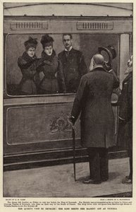 Dronningens besøk i Danmark, kongen ser Hennes Majestet på Victoria av Henry Marriott Paget
