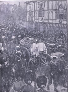 Queens begravelse, den siste etappen, illustrasjon fra Cassells History of England, 1900-tallet av Henry Marriott Paget