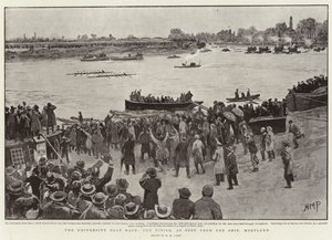 University Boat Race, Finish, sett fra skipet, Mortlake