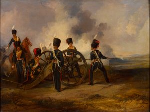 Et Royal Horse Artillery-pistolmannskap laster, 1844 ca