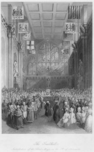 The Guildhall. Innsetting av Lord Mayor den 8. november c1841 av Henry Melville