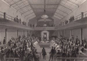 Speakeren irettesetter en person i baren i House of Commons, Westminster, London (gravering) av Henry Melville